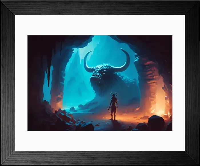 Framed Print : Theseus found the creature minotaur in cave labyrinth greek mythology tale Framed Print : Theseus found the creature minotaur in cave labyrinth greek mythology tale