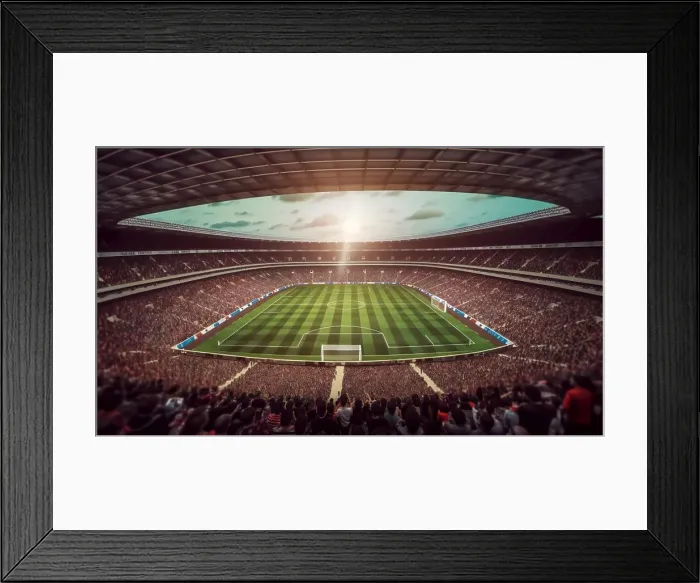 Framed Print : green field in soccer stadium with a lot of people Framed Print : green field in soccer stadium with a lot of people