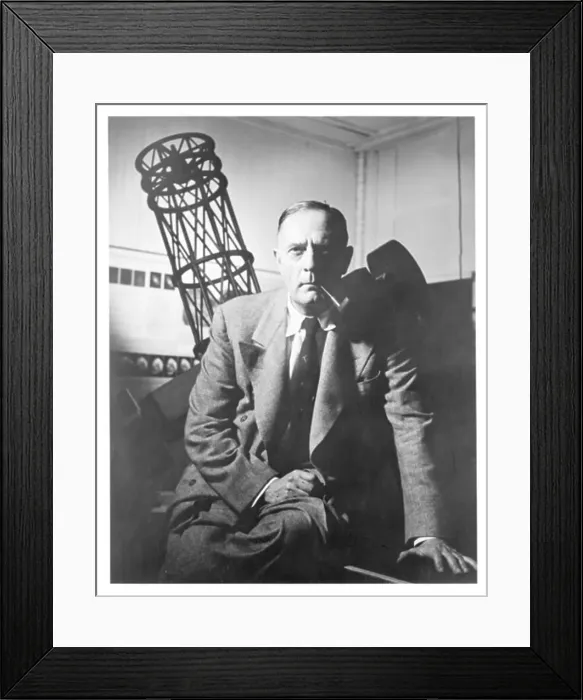 Framed Print : PORTRAIT OF EDWIN HUBBLE AT CARNEGIE INSTITUTION, P STREET OFFICE? IN FRONT OF MODEL OF 100-INCH TELESCOPE Framed Print : PORTRAIT OF EDWIN HUBBLE AT CARNEGIE INSTITUTION, P STREET OFFICE? IN FRONT OF MODEL OF 100-INCH TELESCOPE