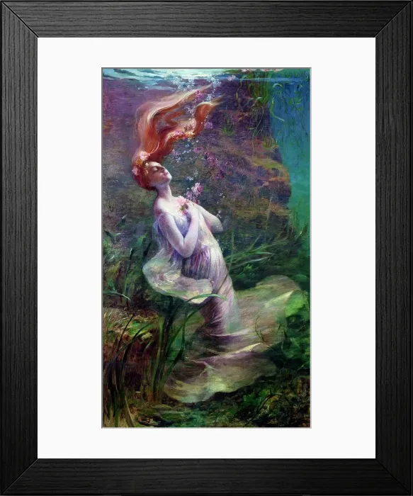 Framed Print : Ophelia Drowning 1895 Steck, Paul Albert(-1924 French) Oil On Canvas Musee de la Ville de Paris, France