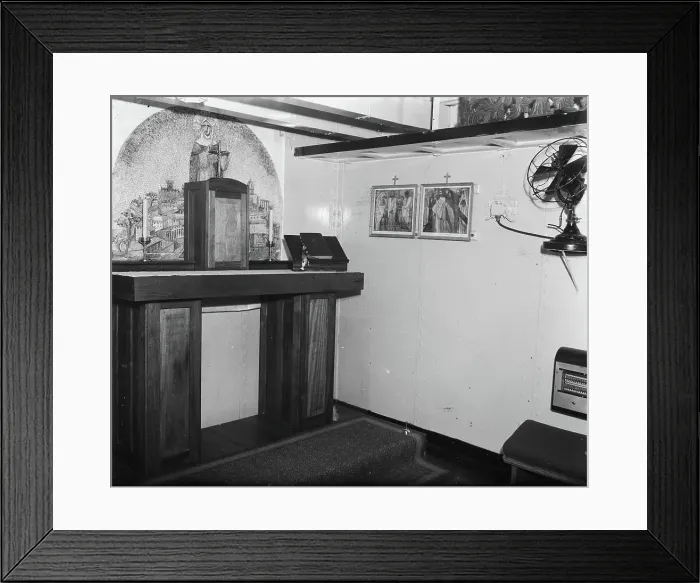 Framed Print : Anefo photo collection. Interior Chapel HR. Ms. Karel Doorman'. November 7, 1947. Rotterdam Framed Print : Anefo photo collection. Interior Chapel HR. Ms. Karel Doorman'. November 7, 1947. Rotterdam