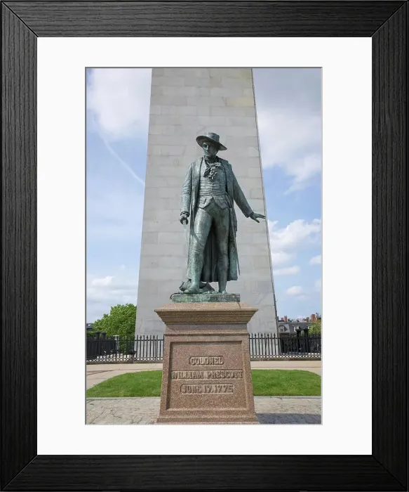 Framed Print : Statue of Colonel Wiliam Prescott stands in front of Bunker Hill Memorial Framed Print : Statue of Colonel Wiliam Prescott stands in front of Bunker Hill Memorial