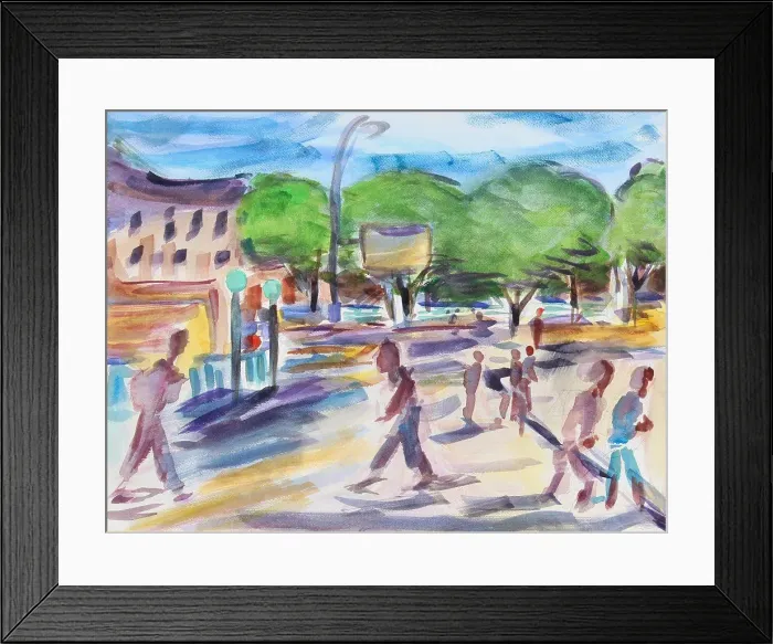 Framed Print : Going to the Subway, 2016, Richard H. Fox (b.1960 / American), Watercolor on Paper Framed Print : Going to the Subway, 2016, Richard H. Fox (b.1960 / American), Watercolor on Paper