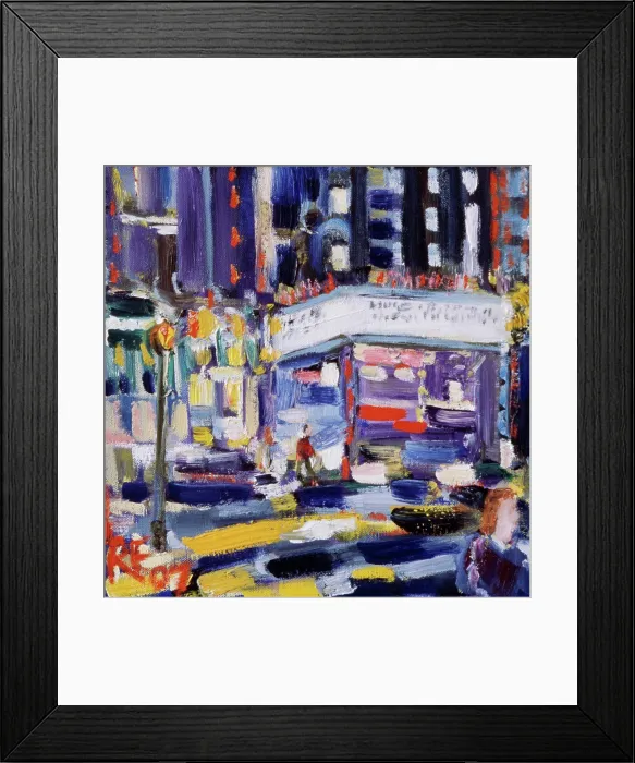 Framed Print : Movie Marquee at Night 2008 Richard H. Fox (b.1960 American) Oil on canvas