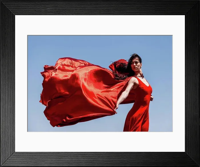 Framed Print : Beautiful female dancer with red scarf looking away against clear sky on sunny day Framed Print : Beautiful female dancer with red scarf looking away against clear sky on sunny day