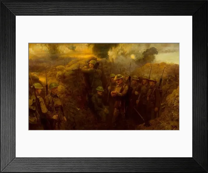 Framed Print : Zero Hour, 1918, by James Prinsep Beadle (1863-1947), oil on canvas, 107.9x185.4 cm. World War I, 20th century