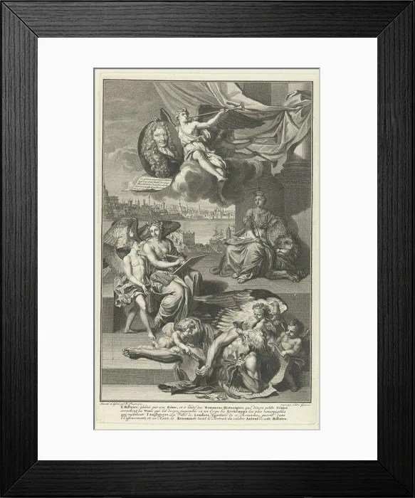 Framed Print : Allegory on the history of Great Britain with the portrait of Isaac de Larrey