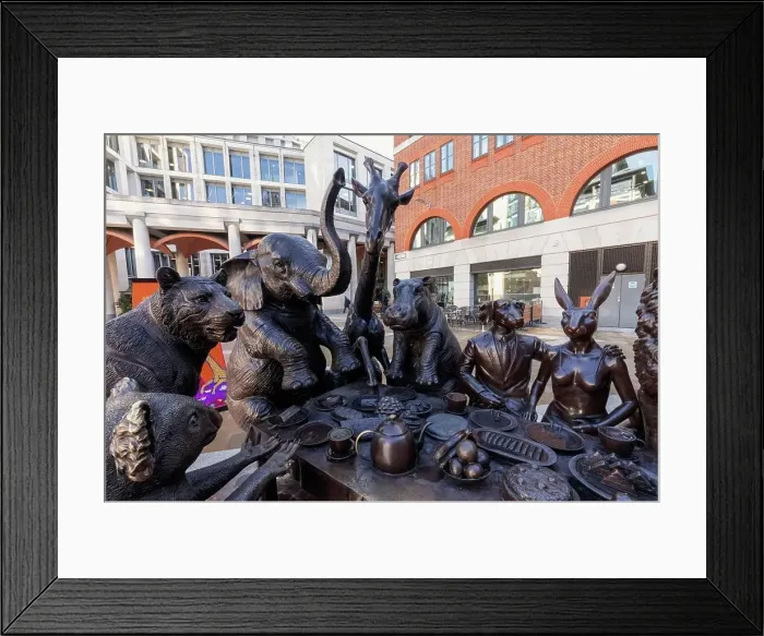 Framed Print : England, London, City of London, Paternoster Square, Humorous Sculpture titled Wild Table of Love by Gillie and Marc Framed Print : England, London, City of London, Paternoster Square, Humorous Sculpture titled Wild Table of Love by Gillie and Marc