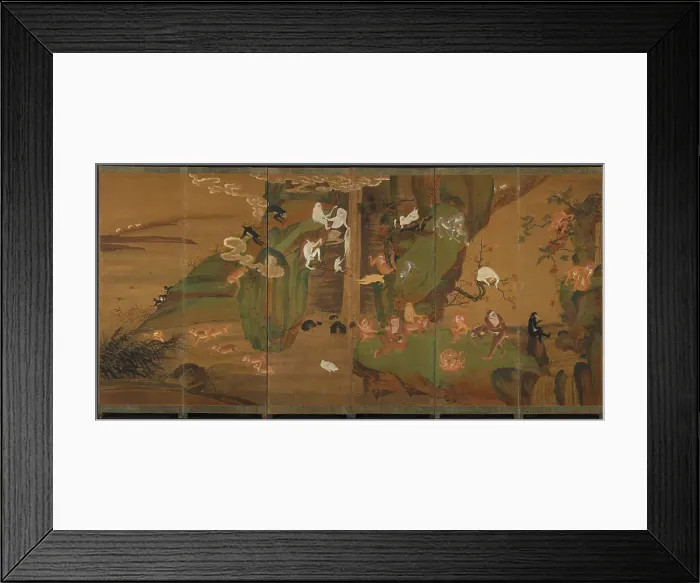 Framed Print : Gibbons in a Landscape, early 1900s Framed Print : Gibbons in a Landscape, early 1900s