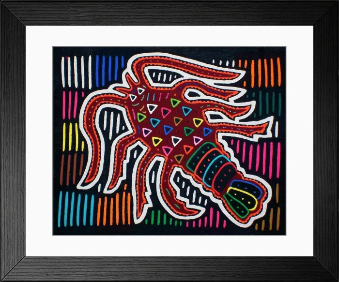 Framed Print : Mola textile by Kuna Indian artist Framed Print : Mola textile by Kuna Indian artist