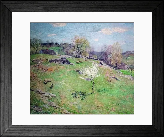 Framed Print : Unfolding Buds; 1909 Oil on canvas Willard Metcalf; American; 1858 - 1925 Framed Print : Unfolding Buds; 1909 Oil on canvas Willard Metcalf; American; 1858 - 1925