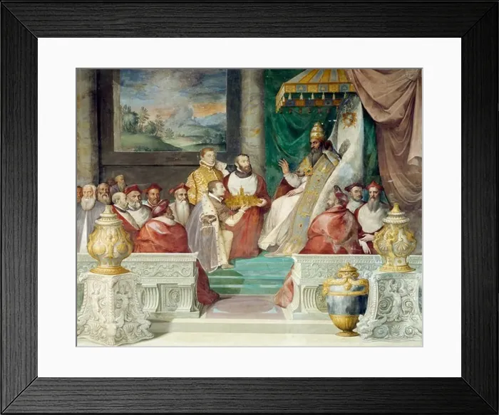 Framed Print : Ottavio Farnese receiving the Fiefdom of Parma from Julius III