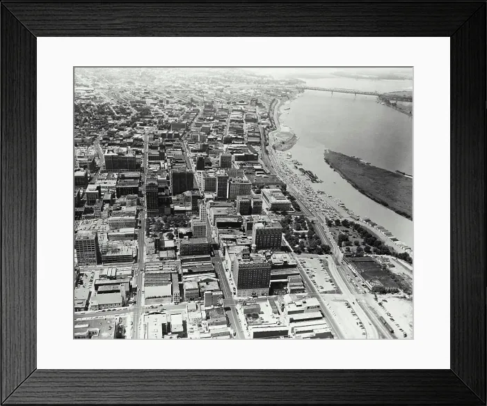 Framed Print : Vintage Photograph. Aerial view of Memphis Framed Print : Vintage Photograph. Aerial view of Memphis