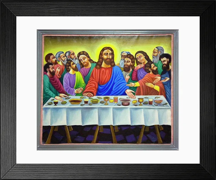 Framed Print : Details of an Ethiopian religious painting representing the Last Supper