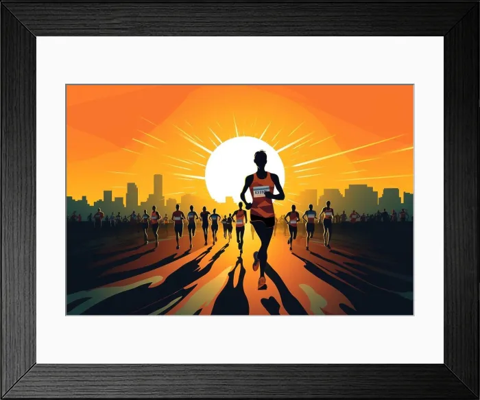 Framed Print : Colorful Running marathon poster, people run, colorful poster. illustration Framed Print : Colorful Running marathon poster, people run, colorful poster. illustration