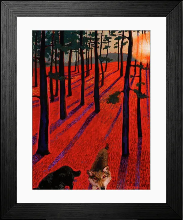 Framed Print : Woods and Wolves John Newcomb, Acrylic, 2000 Framed Print : Woods and Wolves John Newcomb, Acrylic, 2000