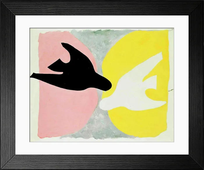 Framed Print : The white bird and the black bird, The birds (L'oiseau blanc et l'oiseau noir, Les oiseaux), Braque, Georges (1882-1963)