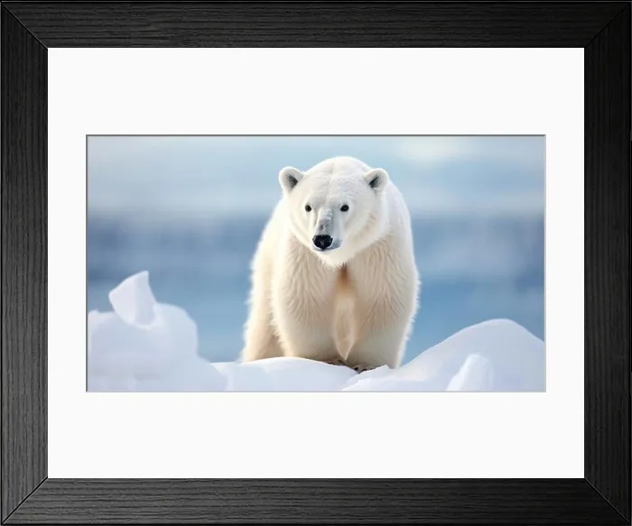 Framed Print : Portrait of large white bear on snow. Protection of wild animals. Polar Bear Day Framed Print : Portrait of large white bear on snow. Protection of wild animals. Polar Bear Day