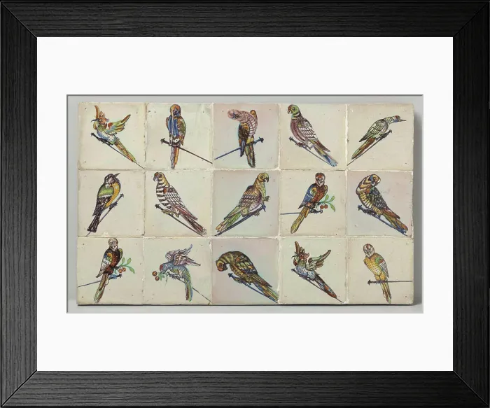 Framed Print : Veld van vijftien tegels.Fifteen tiles field (3 x 5) each with a multi-colored (blue) Framed Print : Veld van vijftien tegels.Fifteen tiles field (3 x 5) each with a multi-colored (blue)