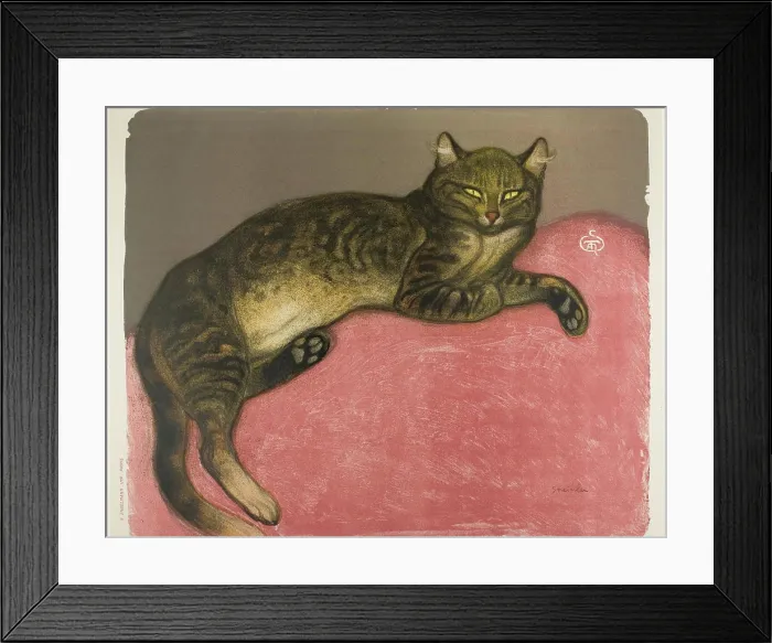 Framed Print : Winter Cat on a Cushion 1909 France Framed Print : Winter Cat on a Cushion 1909 France