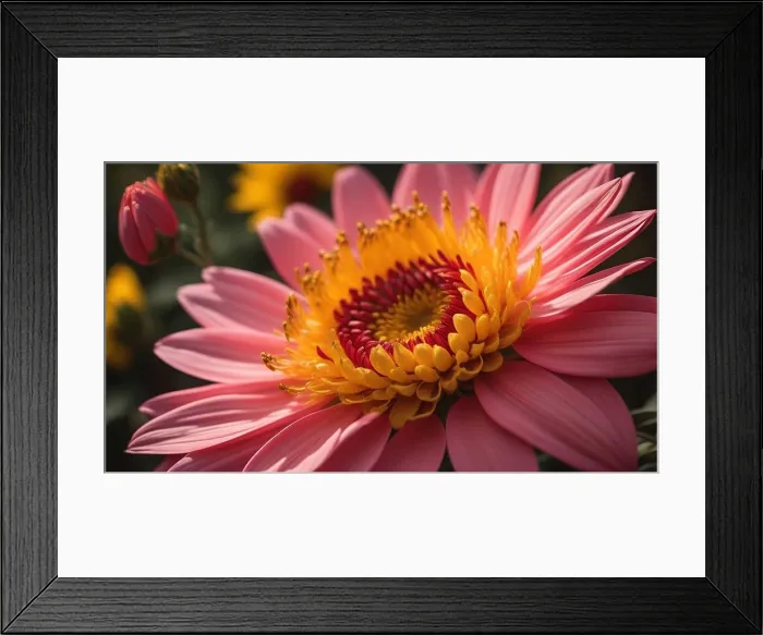 Framed Print : Close up of pink chrysanthemum flower in the garden. generative ai Framed Print : Close up of pink chrysanthemum flower in the garden. generative ai