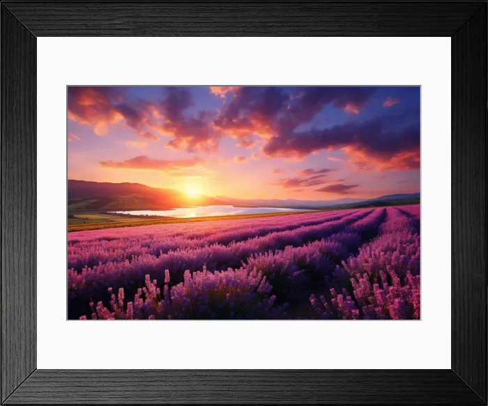 Framed Print : a close up of a lavender flowers in a field. generative ai Framed Print : a close up of a lavender flowers in a field. generative ai