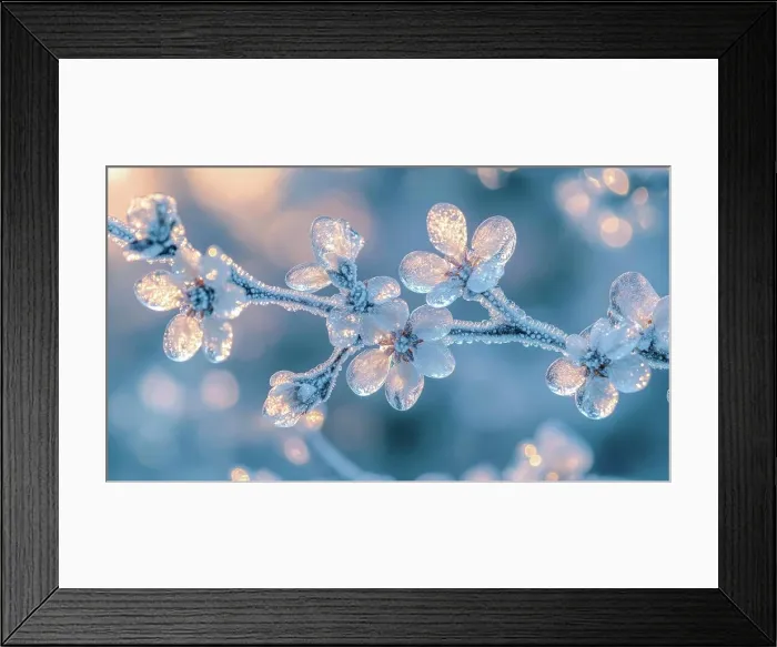 Framed Print : Frozen Blossoms Icy Winter Flowers Close Up