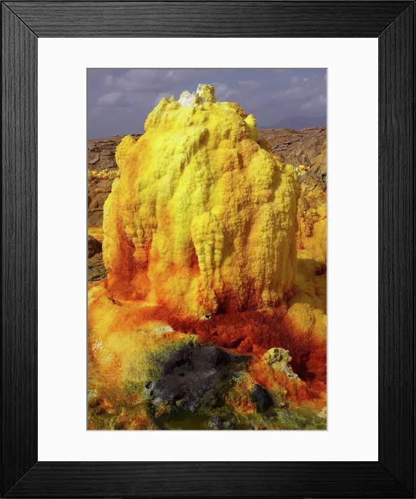 Framed Print : Concretions colored by sulfur Volcano Dallol Ethiopia