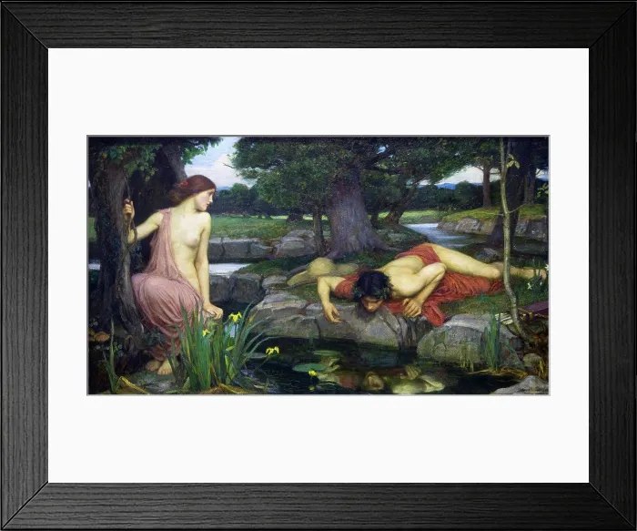 Framed Print : Echo and Narcissus by John William Waterhouse painted 1903 Framed Print : Echo and Narcissus by John William Waterhouse painted 1903