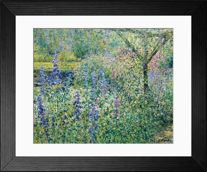 Framed Print : Pergola Composition with Lily Pond (Delphiniums) Framed Print : Pergola Composition with Lily Pond (Delphiniums)