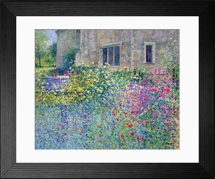 Framed Print : UK, Oxfordshire, Buscot, Scabious, Lock Farm (Morning, June) by Charles Neal, oil on canvas, b.1951 British Framed Print : UK, Oxfordshire, Buscot, Scabious, Lock Farm (Morning, June) by Charles Neal, oil on canvas, b.1951 British