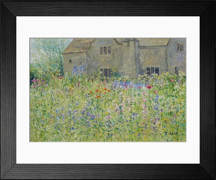 Framed Print : View to the Farm House from the Flower Garden