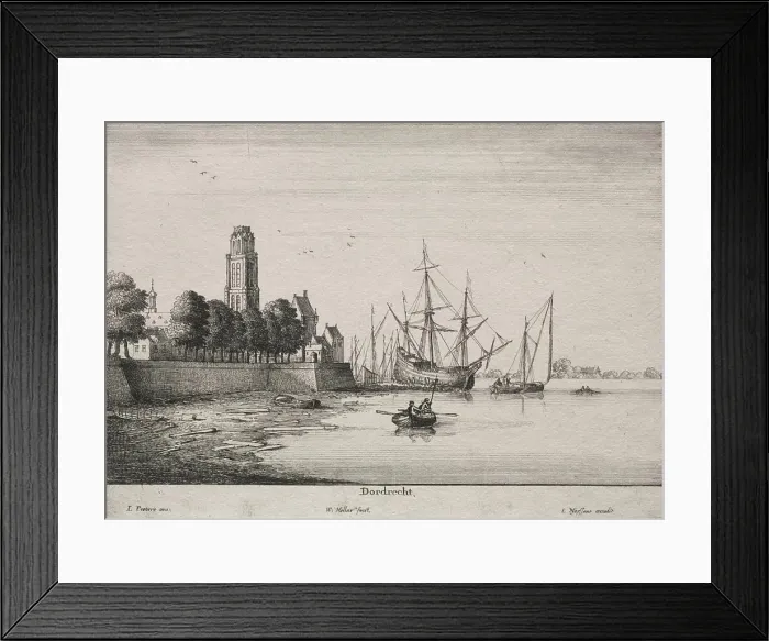 Framed Print : Dordrecht. Wenceslaus Hollar (Bohemian, 1607-1677). Etching;