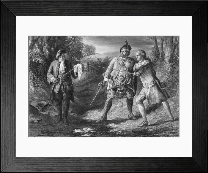 Framed Print : 1710s SCENE 19TH CENTURY NOVEL ROB ROY BY SIR WALTER SCOTT ROB ROY SEPARATES DUELLISTS RASHLEIGH & FRANCIS OSBALDISTONE Framed Print : 1710s SCENE 19TH CENTURY NOVEL ROB ROY BY SIR WALTER SCOTT ROB ROY SEPARATES DUELLISTS RASHLEIGH & FRANCIS OSBALDISTONE