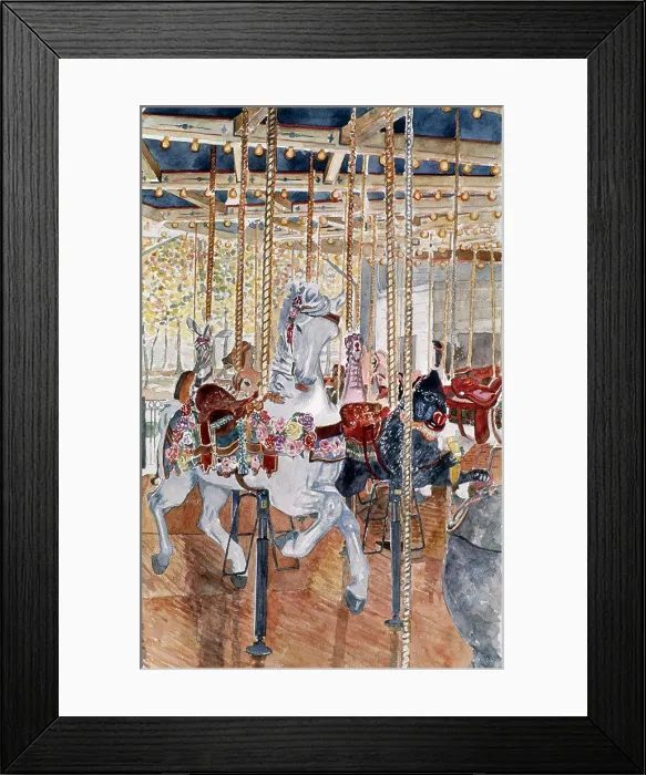 Framed Print : Carousel, Anthony Butera, (b.20th C.), Watercolor Framed Print : Carousel, Anthony Butera, (b.20th C.), Watercolor