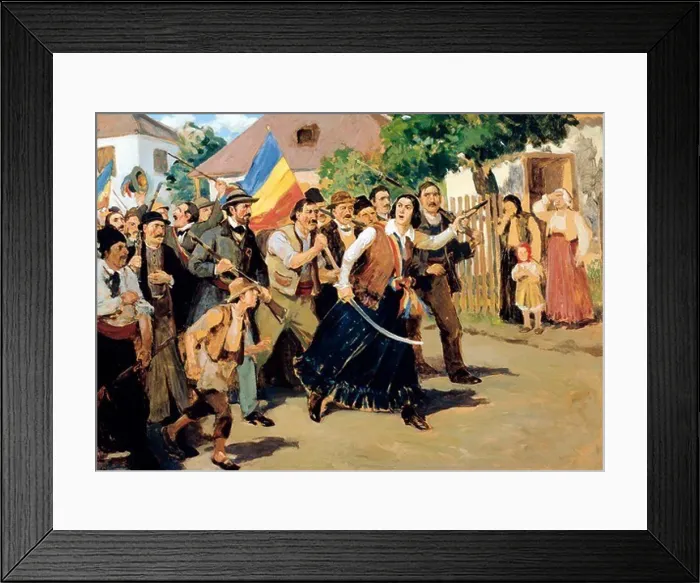Framed Print : Stoica Ana Ipatescu guiding the revolutionary troops, June 1848. Romania, 19th century