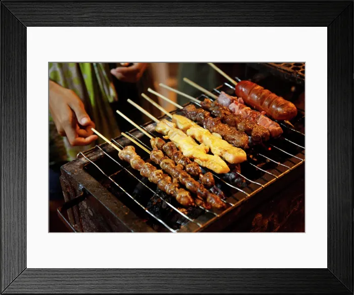 Framed Print : Grilled meat, Street food, Olinda, Pernambuco, Brazil Framed Print : Grilled meat, Street food, Olinda, Pernambuco, Brazil