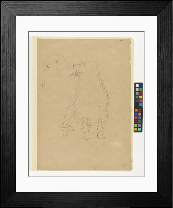 Framed Print : Two studies on a poodle, Gustav Klimt -, artist