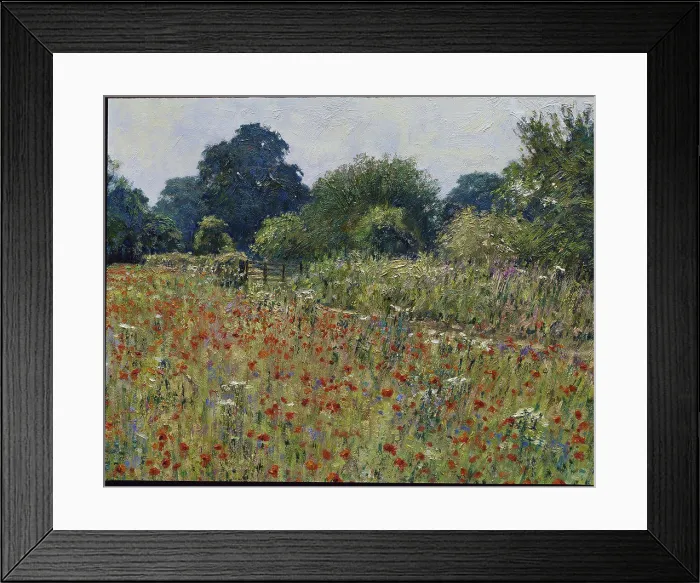 Framed Print : Poppy Field, Ampney Down Farm, Near Cirencester 1994 Charles Neal (b.1951 / British) Oil on canvas Framed Print : Poppy Field, Ampney Down Farm, Near Cirencester 1994 Charles Neal (b.1951 / British) Oil on canvas