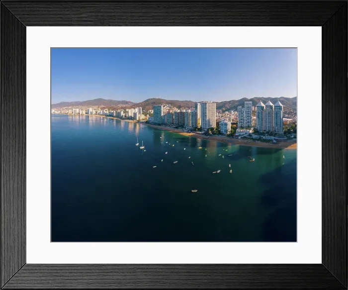 Framed Print : Beautiful view of the beach, aerial view of the sea, acapulco beach Framed Print : Beautiful view of the beach, aerial view of the sea, acapulco beach