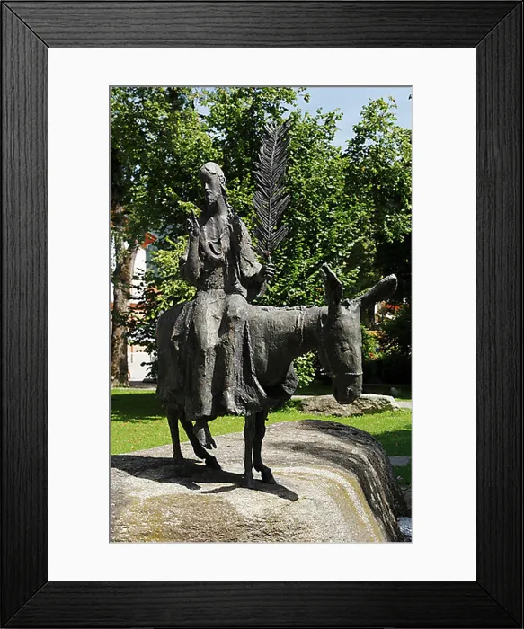 Framed Print : Jesus on a donkey, sculpture, Oberammergau, Upper Bavaria, Germany, Europe
