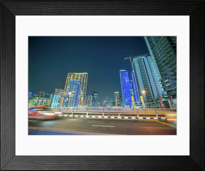 Framed Print : Dubai Marina night skyline from the bridge Framed Print : Dubai Marina night skyline from the bridge