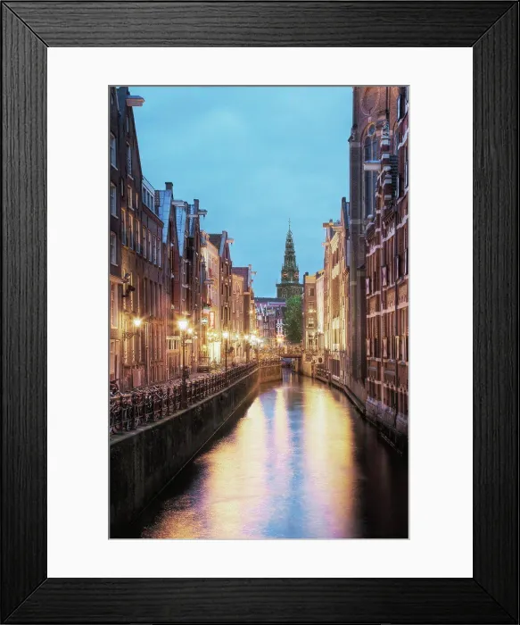 Framed Print : Lit Canal Between Buildings Framed Print : Lit Canal Between Buildings
