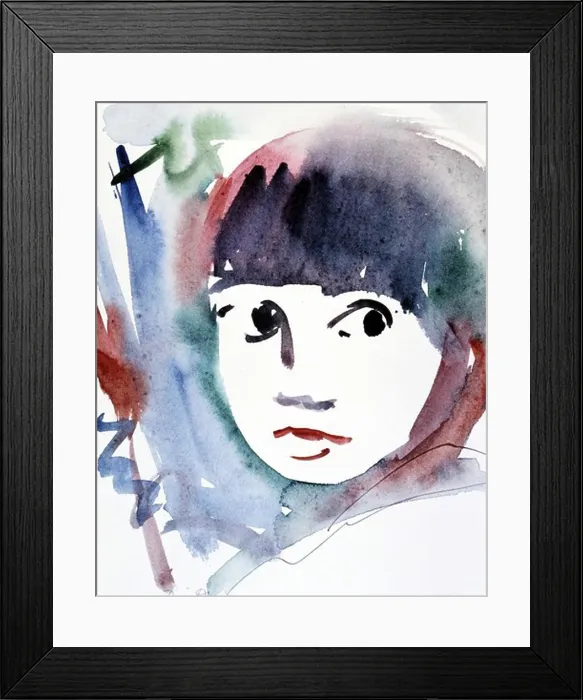 Framed Print : Portrait Number 3, by Diana Ong, watercolour painting, (born 1940), Private Collection