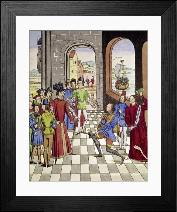 Framed Print : Robert the Bruce of Scotland Sends Defiance to Edward III, Jean Froissart (C. 1337-1410 French)