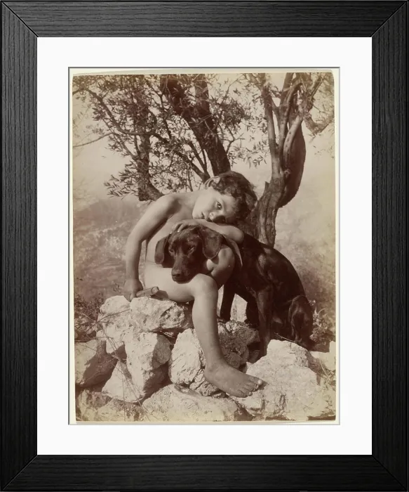 Framed Print : Young nude boy and dog. Baron Wilhelm von Gloeden (German, 1856 - 1931) Framed Print : Young nude boy and dog. Baron Wilhelm von Gloeden (German, 1856 - 1931)