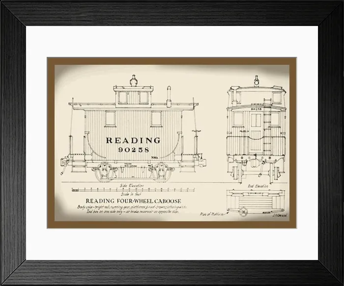 Framed Print : Reading Four-Wheel Caboose, Railroad Framed Print : Reading Four-Wheel Caboose, Railroad