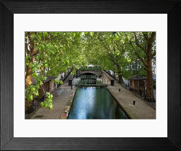 Framed Print : Calm canal Saint Martin in Paris in Summer, France, Europe