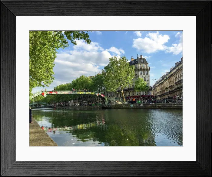 Framed Print : Calm canal Saint Martin in Paris in Summer Calm canal Saint Martin in Paris in Summer