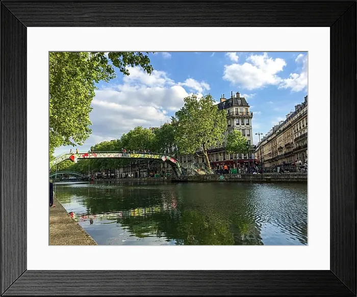 Framed Print : Calm canal Saint Martin in Paris in Summer, France, Europe